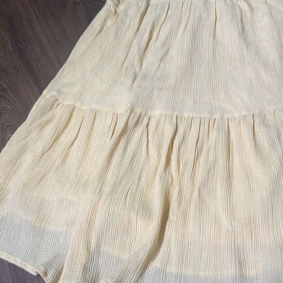 Sweet Wanderer Womens Yellow Textured Stretch Tiered Ruffle A-Line Dress Medium - Picture 7 of 10